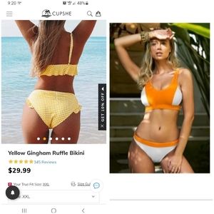 Cute XXL yellow gingham and xl orange bikini pair